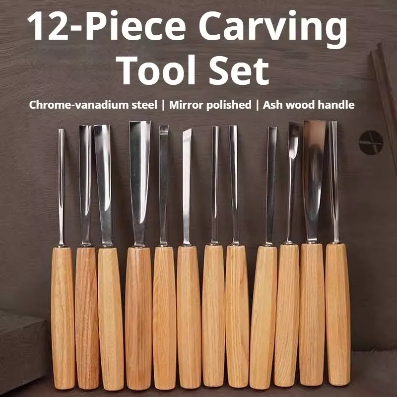 Wood Chisel Set - 12개 세트의 목공 조각용 끌 세트,