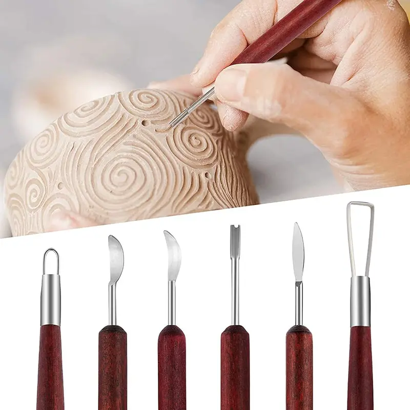 Wood Chisel Set - 아티스트용 6종 나무 도자기 도구 세트