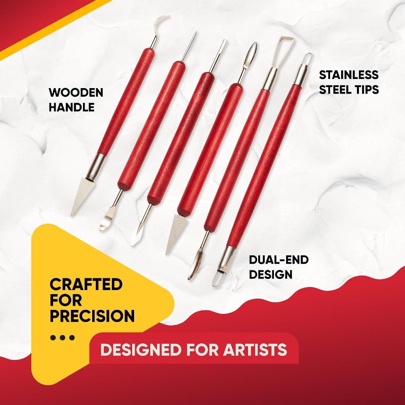 Wood Chisel Set - 6개 세트의 조형 도구, 목재 손잡이,