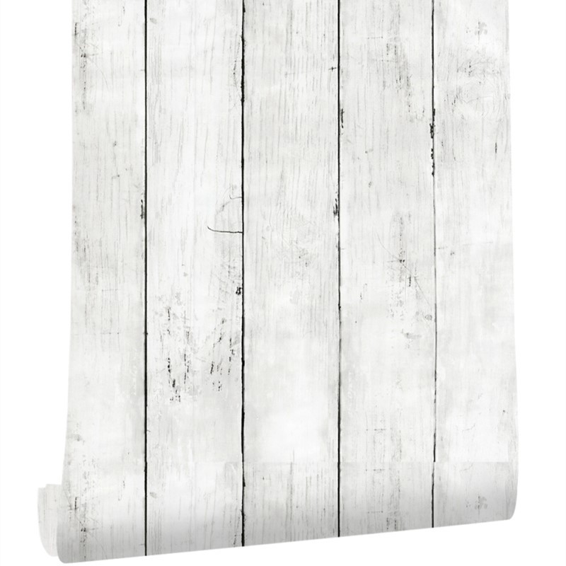 Woodworking Wallpaper - 아이보리 화이트 색상의 레트로 스타일 인조