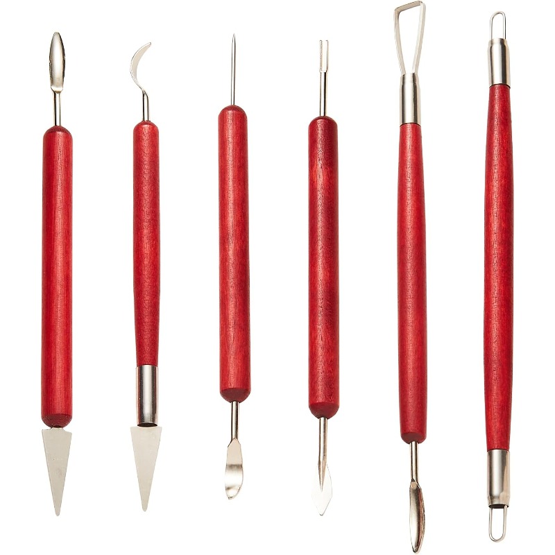 6개 세트의 조형 도구, 목재 손잡이, 도자기 제작용, - Wood Chisel Set 리뷰 및 가격