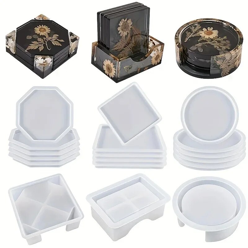 코스터 수지 금형 세트에는 1pc 코스터 보관 상자 금 - Woodworking Resin 리뷰 및 가격