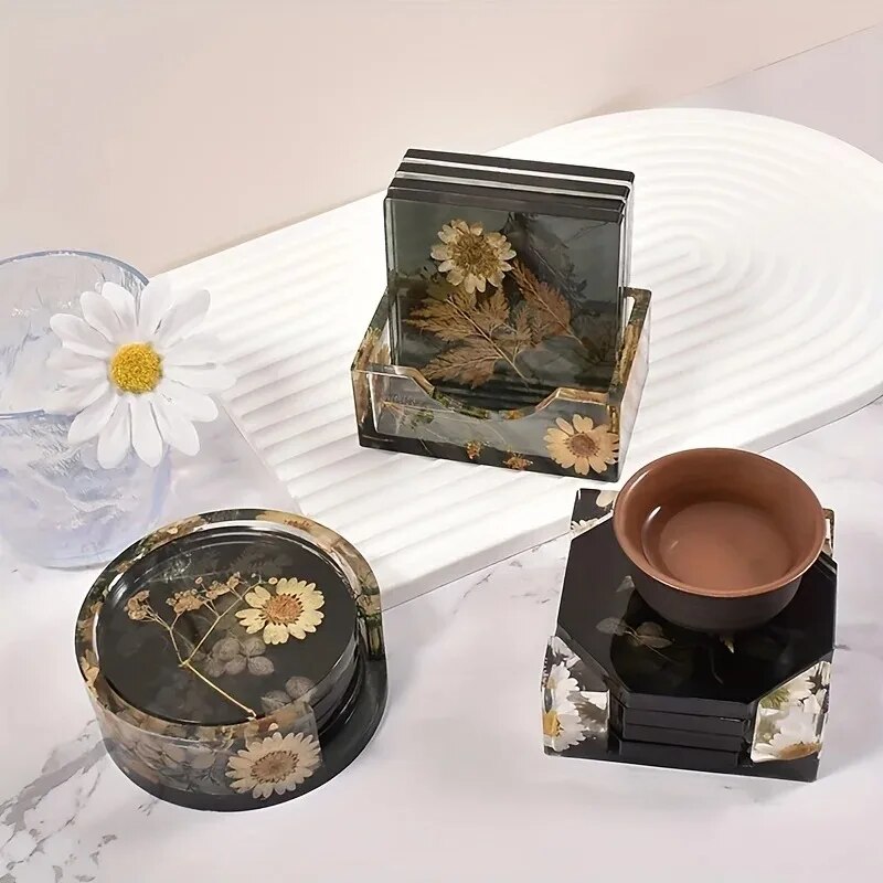 코스터 수지 금형 세트에는 1pc 코스터 보관 상자 금 - Woodworking Resin 리뷰 및 가격